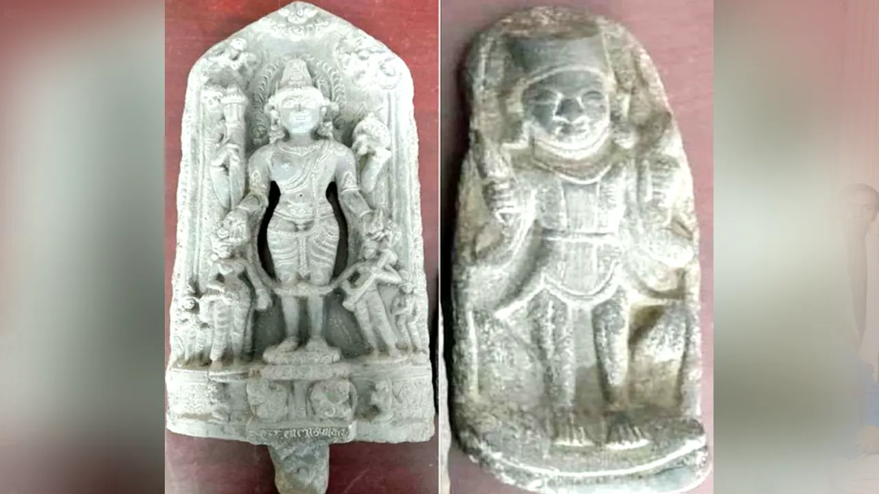 পাচারকারীর বাড়ি থেকে কষ্টিপাথরের দুটি বিষ্ণু মূর্তি উদ্ধার
