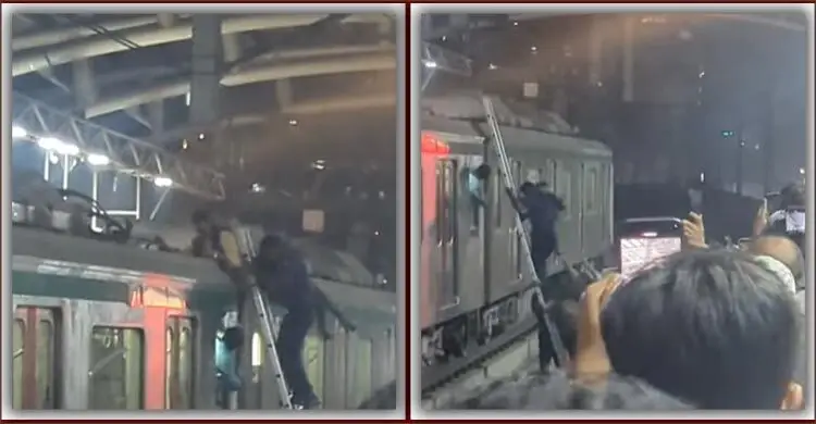 মেট্রোরেলের ছাদে ২ ব্যক্তি, ট্রেন চলাচল বন্ধ