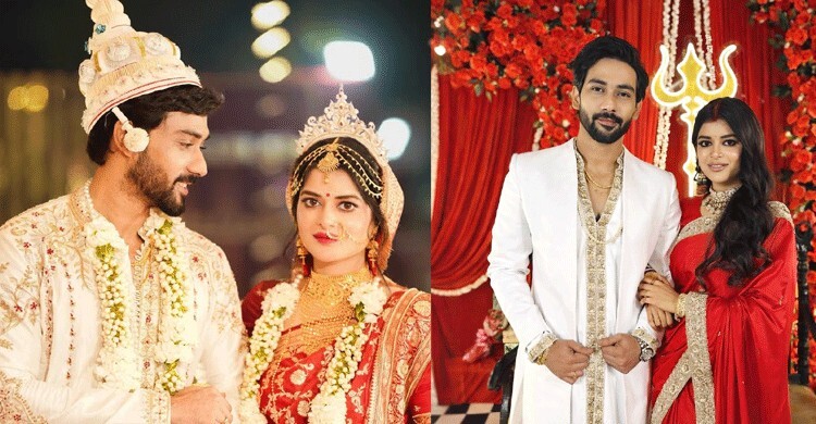 মধুমিতার বিয়েতে লালের ছোঁয়ায় সাবেকি আমেজ